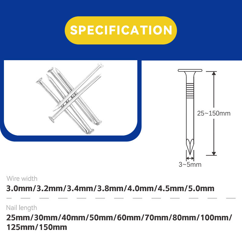 Clavos de cemento plateados OEM ODM de Rhinails: clavos para hormigón y mampostería con punta de diamante