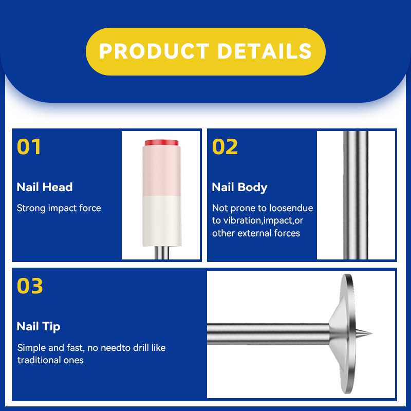 Clavos para techo integrados Rhinails - 32 mm con orificios roscados M6/M8/M10