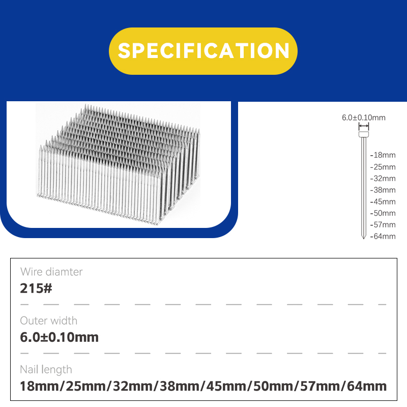 ST Series 55# Combo de uñas Brad de acero (18-64 mm para concreto/carpintería)