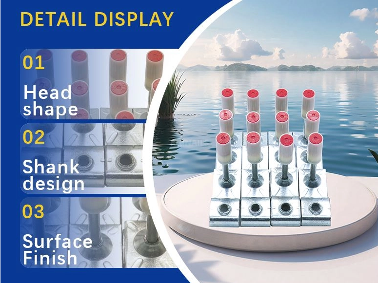 Rhinails uñas de techo integradas - 32 mm con agujeros roscados M6/M8/M10