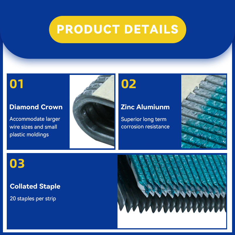 Grapas para cercas galvanizadas con mango de anillo Rhinails, 40-50 mm, fijación permanente resistente