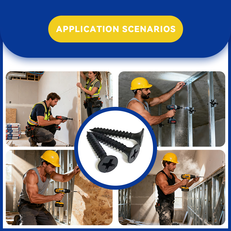 Rhinails Recolección de tornillos de yeso premium - acero al carbono 1022A, tamaños de 16-50 mm para una instalación rápida