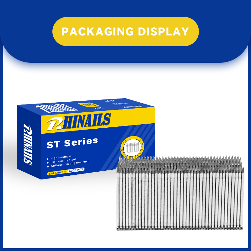 ST Series 55# Combo de uñas Brad de acero (18-64 mm para concreto/carpintería)